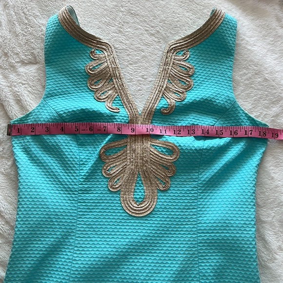 Blue and Gold Lilly Pulitzer Shift Dress Size 10 - Picture 4 of 6